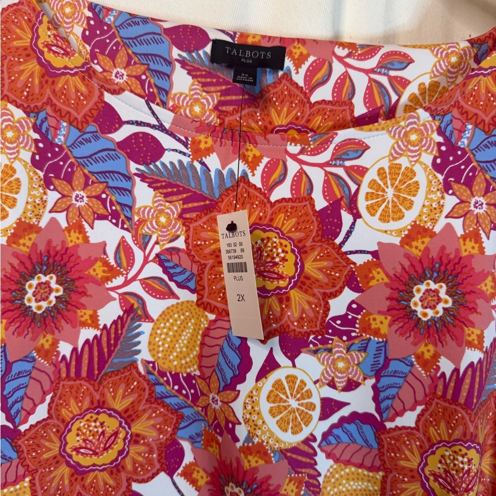 Talbots Citrus Floral Knit Midi Dress - Picture 4 of 9